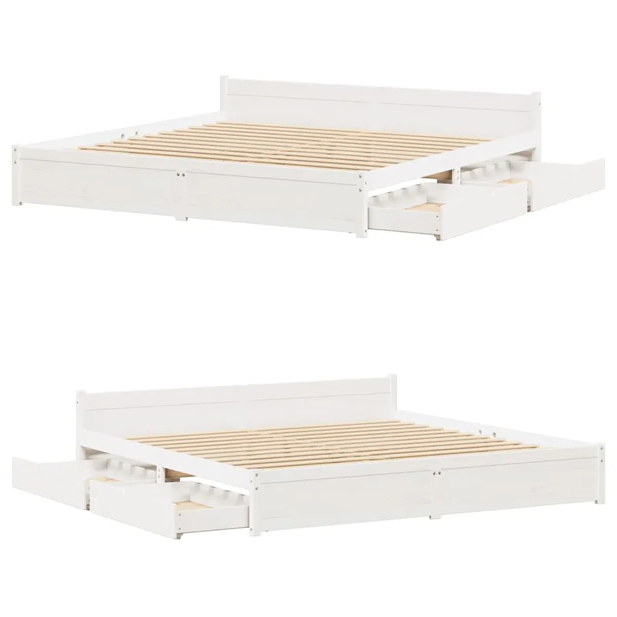 Cadre de lit sans matelas blanc 180x200 cm bois massif de pin - 9