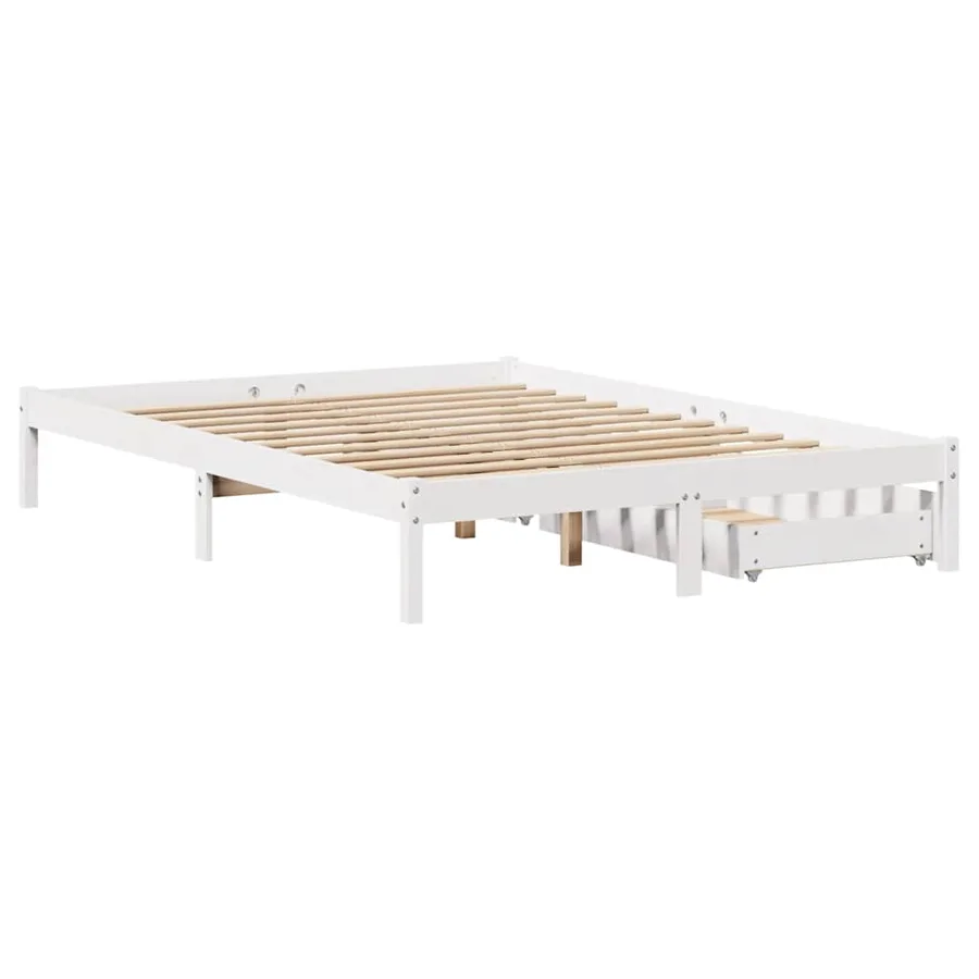 Cadre de lit sans matelas blanc 140x200 cm bois de pin massif - 6