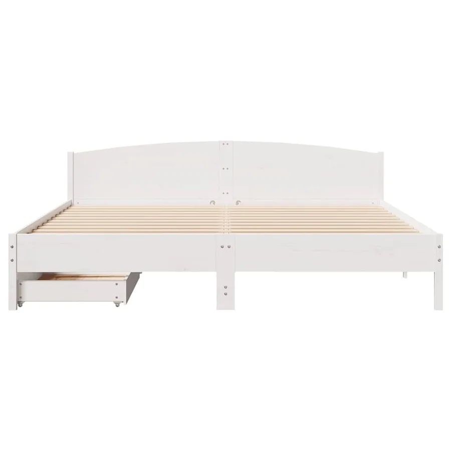 Cadre de lit sans matelas blanc 200x200 cm bois massif de pin - 4