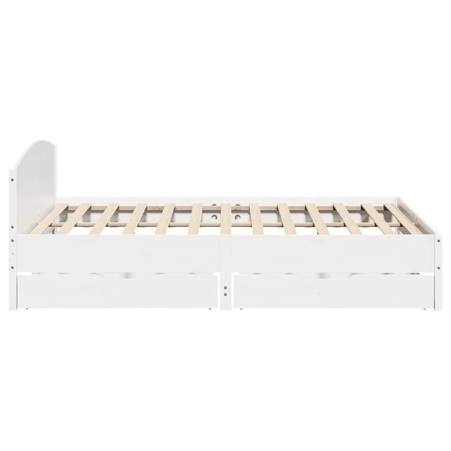 Cadre de lit sans matelas blanc 200x200 cm bois massif de pin - 7