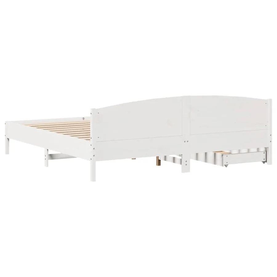 Cadre de lit sans matelas blanc 200x200 cm bois massif de pin - 8
