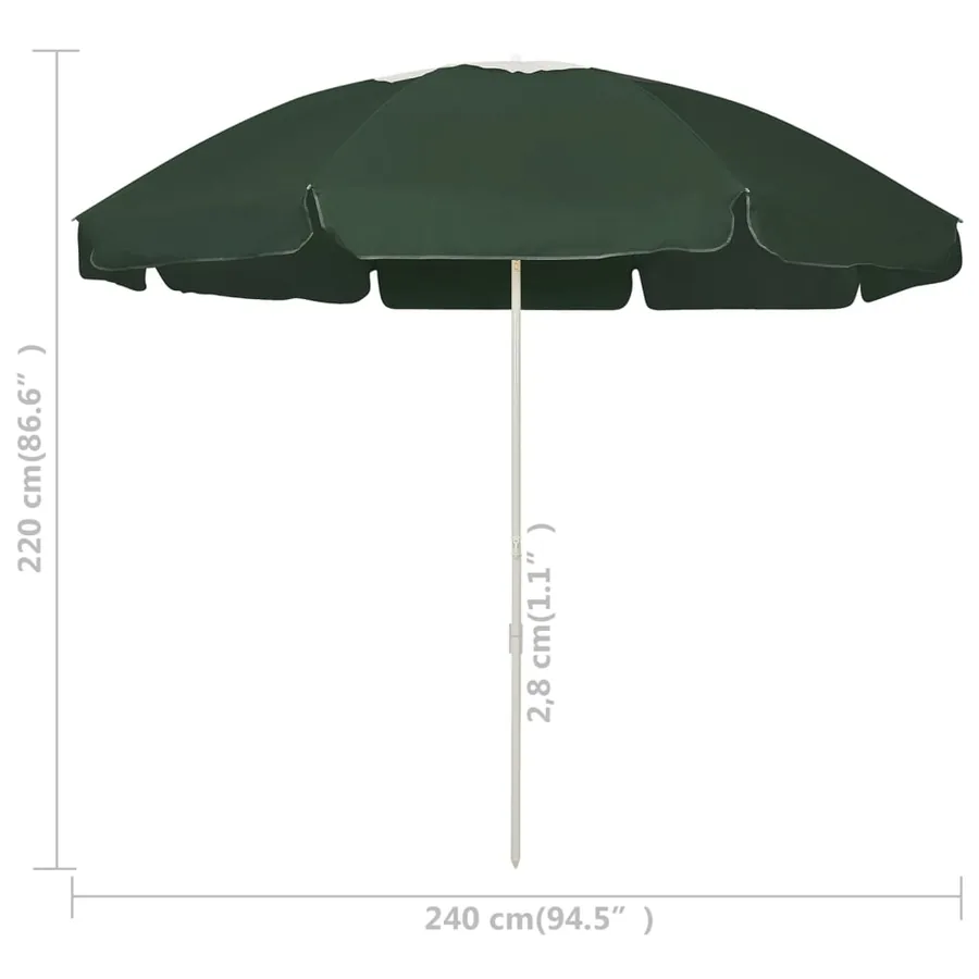 Parasol de plage vert 240 cm - 6