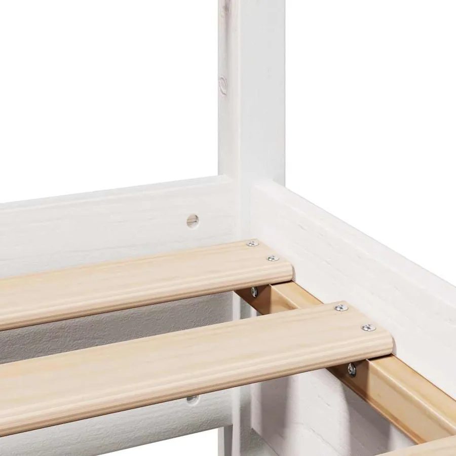 Cadre de lit sans matelas blanc 200x200 cm bois massif de pin - 10