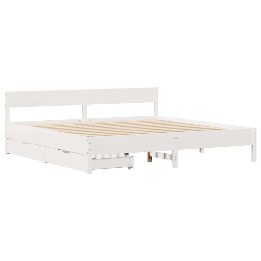 Cadre de lit sans matelas blanc 200x200 cm bois massif de pin - 3