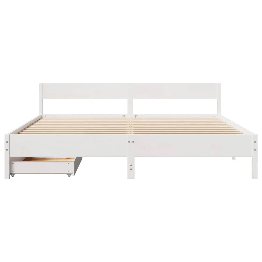 Cadre de lit sans matelas blanc 200x200 cm bois massif de pin - 4