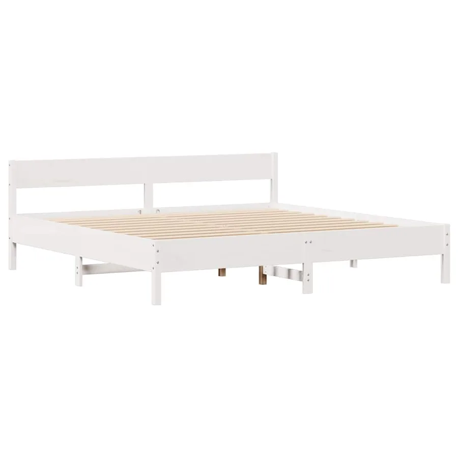 Cadre de lit sans matelas blanc 200x200 cm bois massif de pin - 5