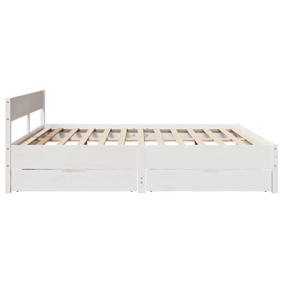 Cadre de lit sans matelas blanc 200x200 cm bois massif de pin - 7