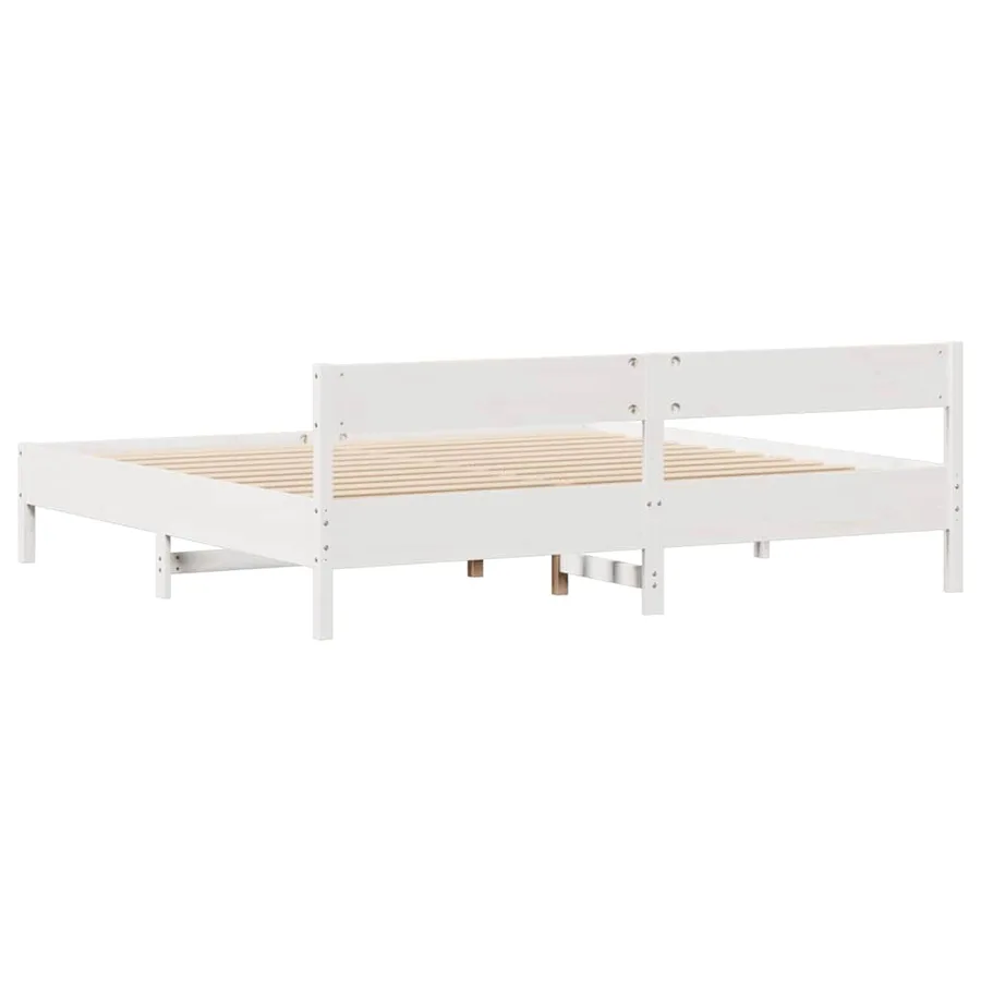 Cadre de lit sans matelas blanc 200x200 cm bois massif de pin - 8