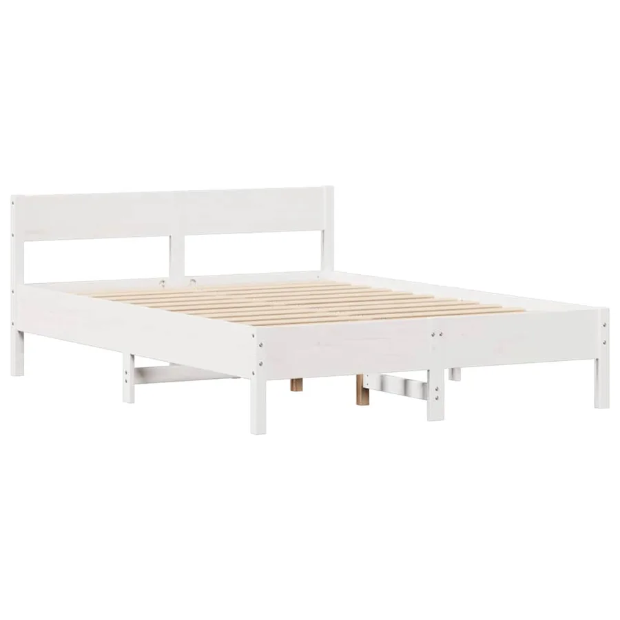 Cadre de lit sans matelas blanc 140x200 cm bois de pin massif - 5