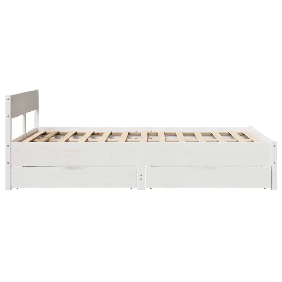 Cadre de lit sans matelas blanc 140x200 cm bois de pin massif - 7