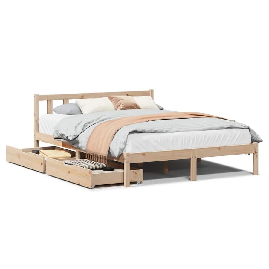 Cadre de lit sans matelas 140x200 cm bois massif de pin - 2