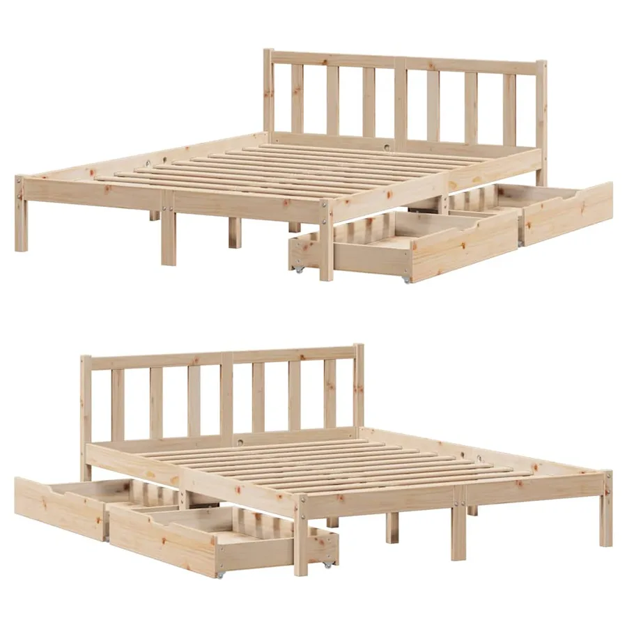 Cadre de lit sans matelas 140x200 cm bois massif de pin - 9