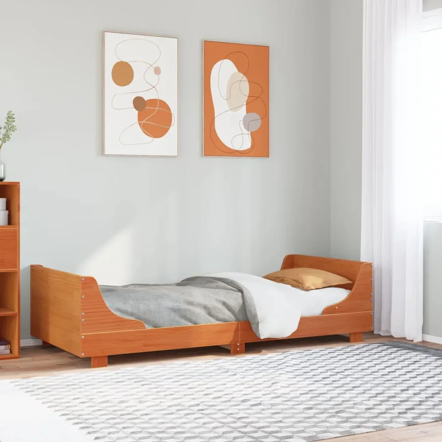 Cadre de lit sans matelas cire marron 90x200 cm bois pin massif