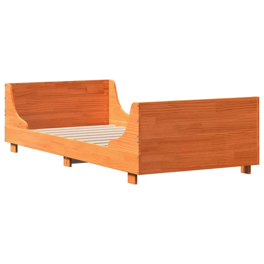 Cadre de lit sans matelas cire marron 90x200 cm bois pin massif - 3