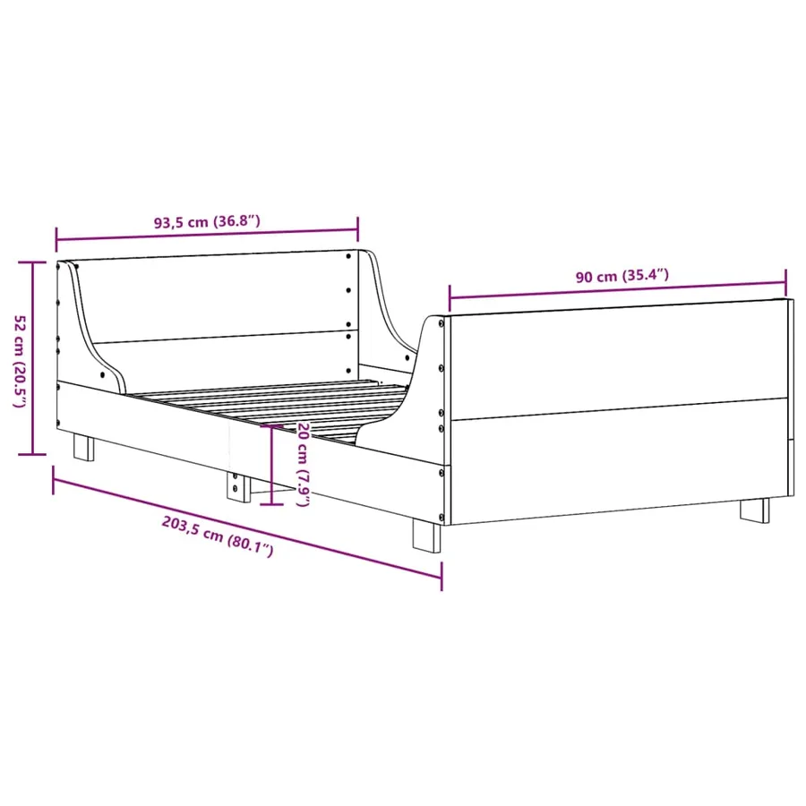 Cadre de lit sans matelas cire marron 90x200 cm bois pin massif - 9