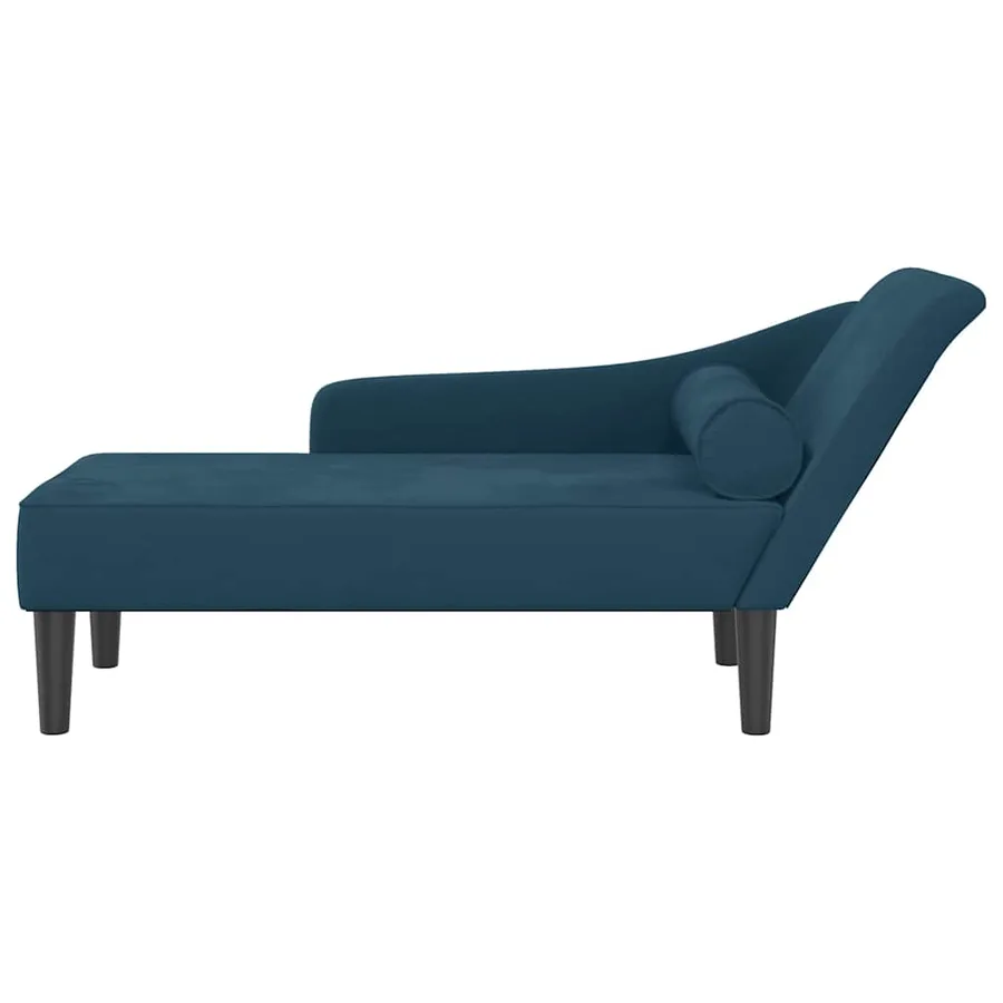 Chaise longue avec coussins bleu velours - 3