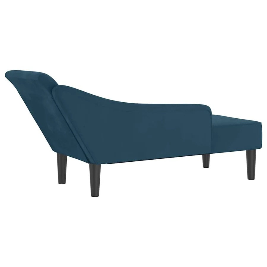 Chaise longue avec coussins bleu velours - 5