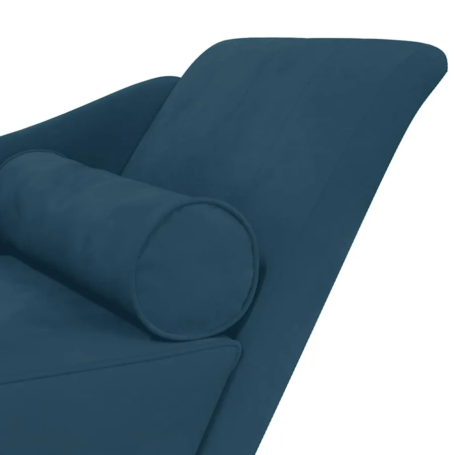 Chaise longue avec coussins bleu velours - 6