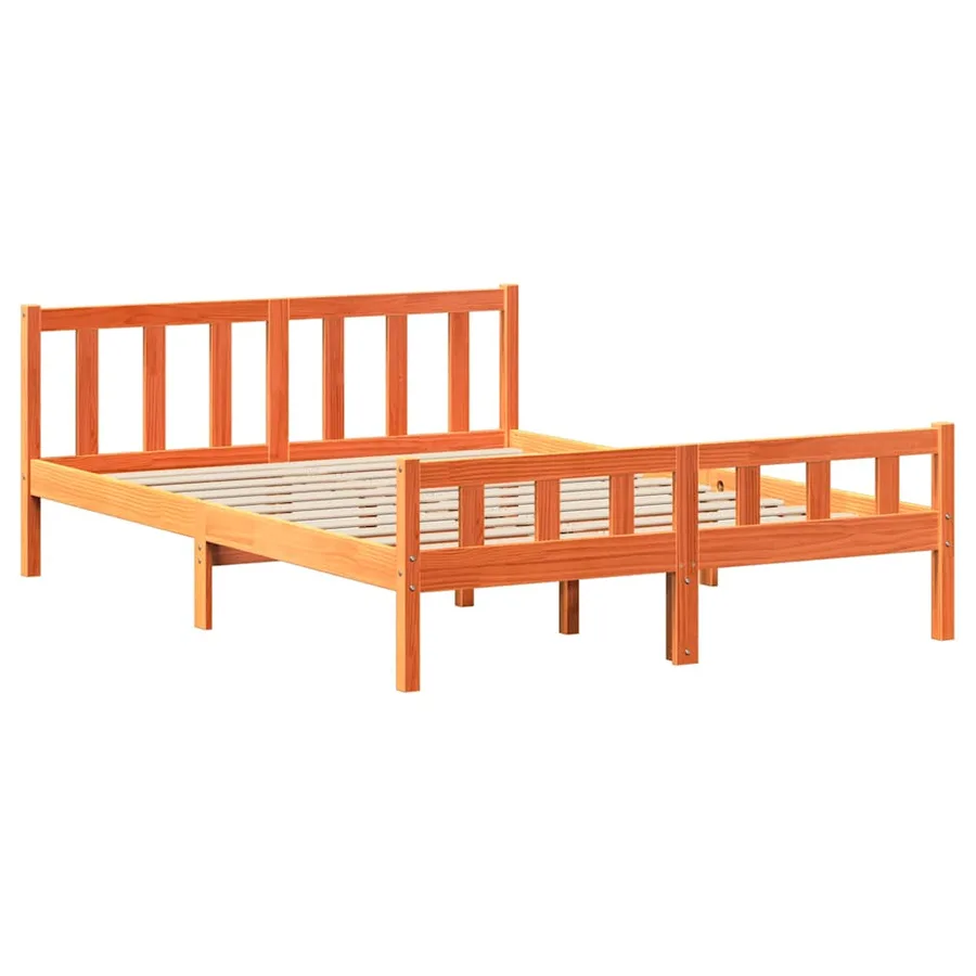 Cadre de lit sans matelas cire marron 150x200cm bois pin massif - 7