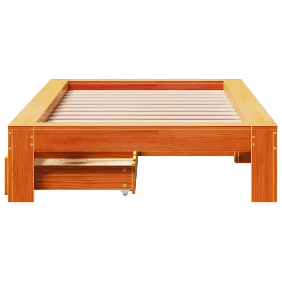 Cadre de lit sans matelas cire marron 100x200cm bois pin massif - 4
