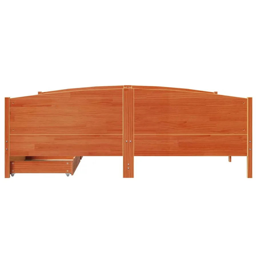 Cadre de lit sans matelas cire marron 160x200cm bois pin massif - 4