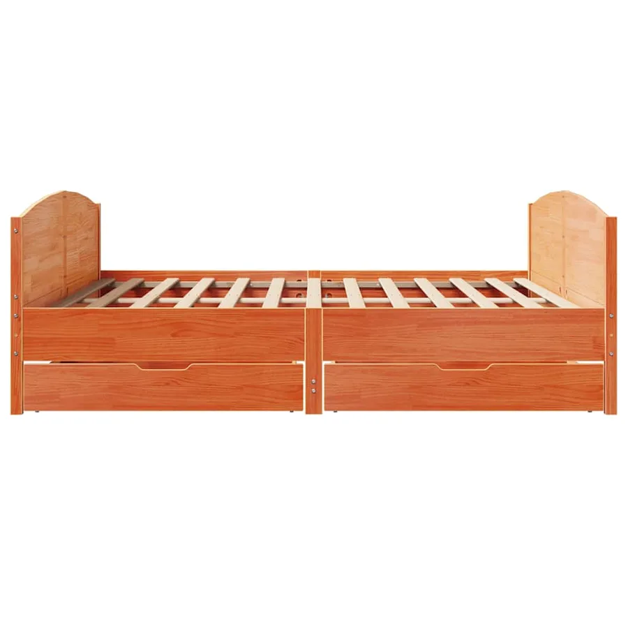 Cadre de lit sans matelas cire marron 160x200cm bois pin massif - 7
