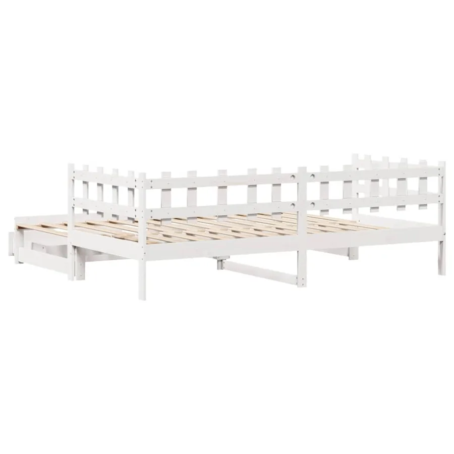 Lit de jour avec gigogne et tiroirs sans matelas blanc 90x190cm - 7