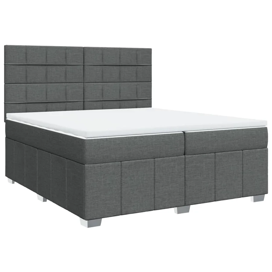 Sommier à lattes de lit avec matelas Gris foncé 200x200cm Tissu - 3