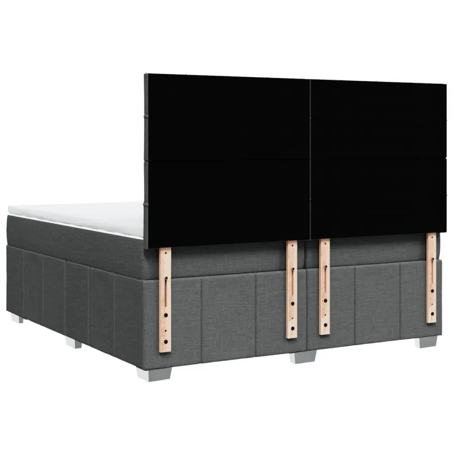 Sommier à lattes de lit avec matelas Gris foncé 200x200cm Tissu - 8