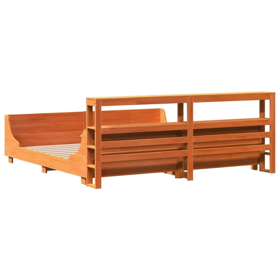 Cadre de lit sans matelas cire marron 180x200cm bois pin massif - 8