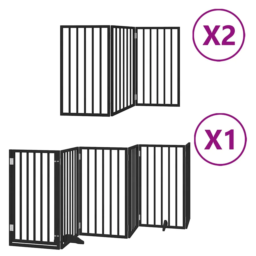 Barrière pour chien porte pliable 12panneaux noir bois peuplier - 2