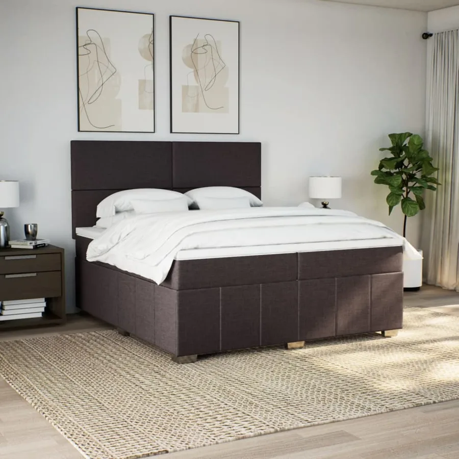 Sommier à lattes de lit avec matelas Marron foncé 200x200 cm - 3