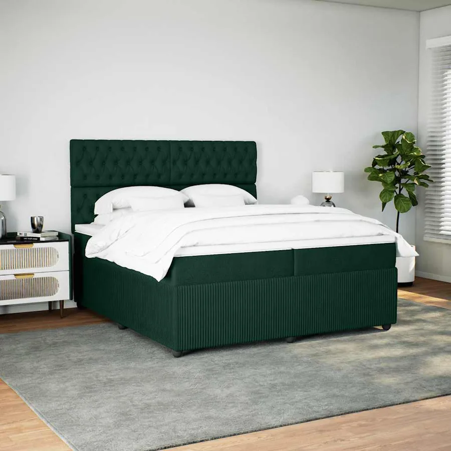 Sommier à lattes de lit et matelas Vert foncé 200x200cm Velours - 5