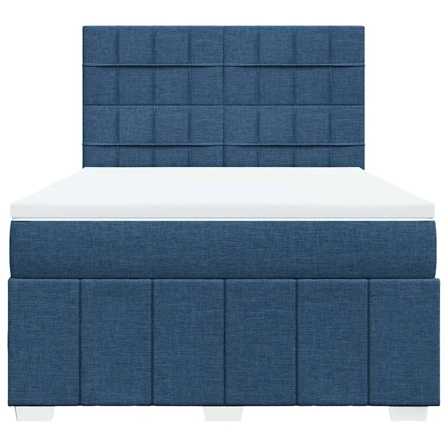Sommier à lattes de lit avec matelas Bleu 140x190 cm Tissu - 4