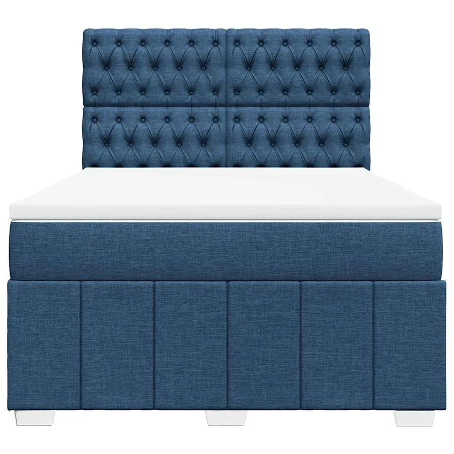 Sommier à lattes de lit avec matelas Bleu 140x190 cm Tissu - 4
