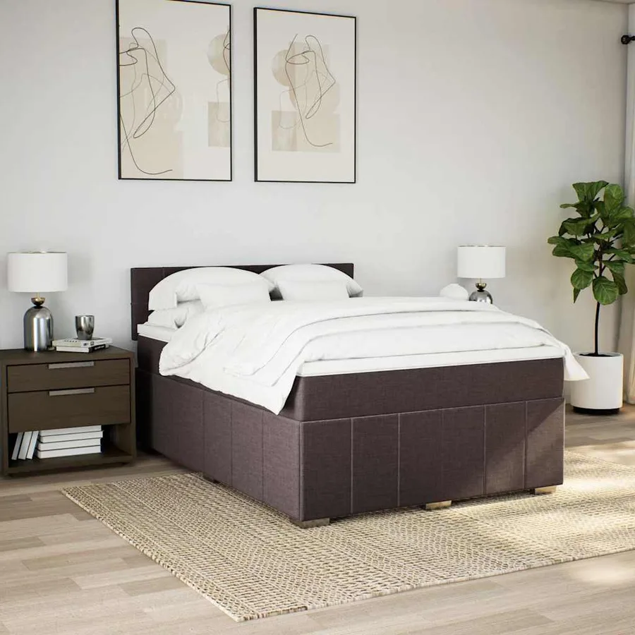 Sommier à lattes de lit avec matelas Marron foncé 140x200 cm - 3