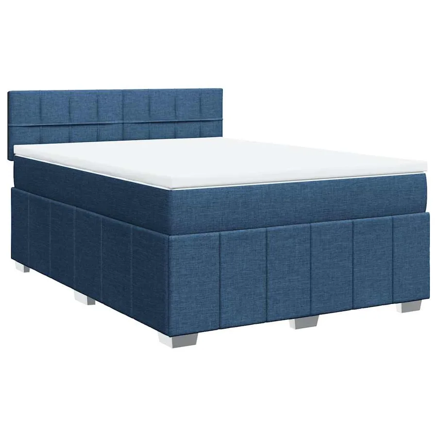 Sommier à lattes de lit avec matelas Bleu 140x190 cm Tissu - 3