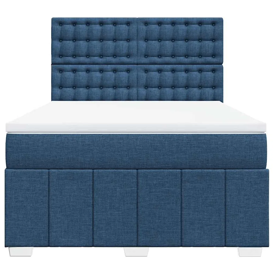 Sommier à lattes de lit avec matelas Bleu 140x190 cm Tissu - 4