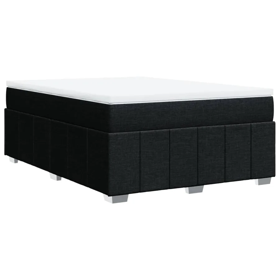 Sommier à lattes de lit avec matelas Noir 140x200 cm Tissu - 9