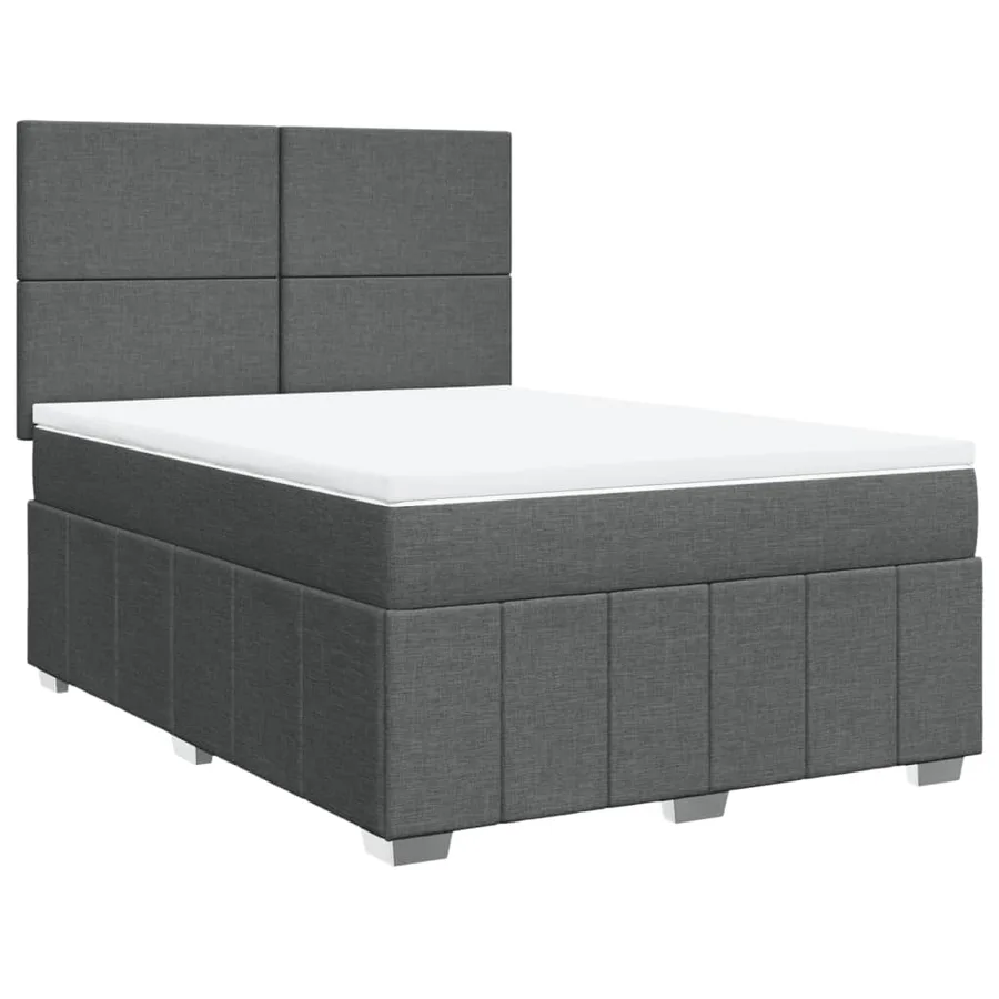Sommier à lattes de lit avec matelas Gris foncé 140x190cm Tissu - 2