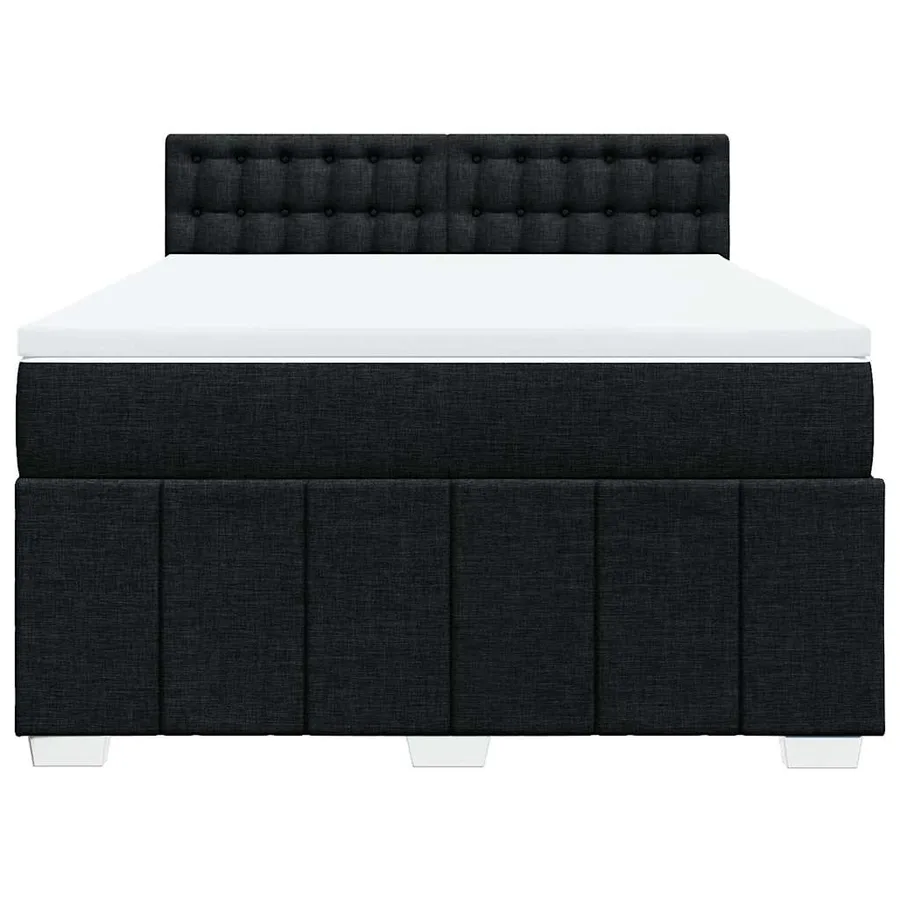Sommier à lattes de lit avec matelas Noir 140x200 cm Tissu - 4