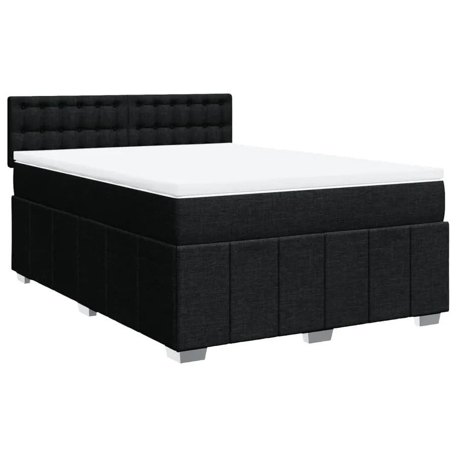 Sommier à lattes de lit avec matelas Noir 140x200 cm Tissu - 3