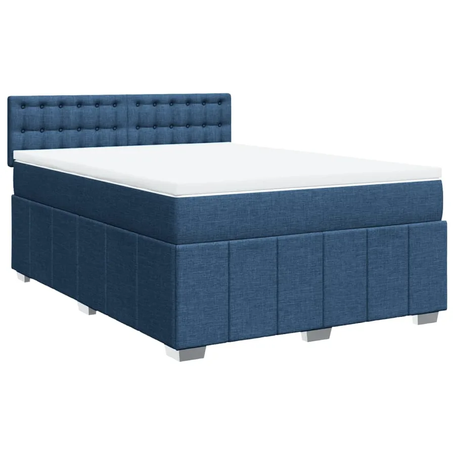 Sommier à lattes de lit avec matelas Bleu 140x200 cm Tissu - 3