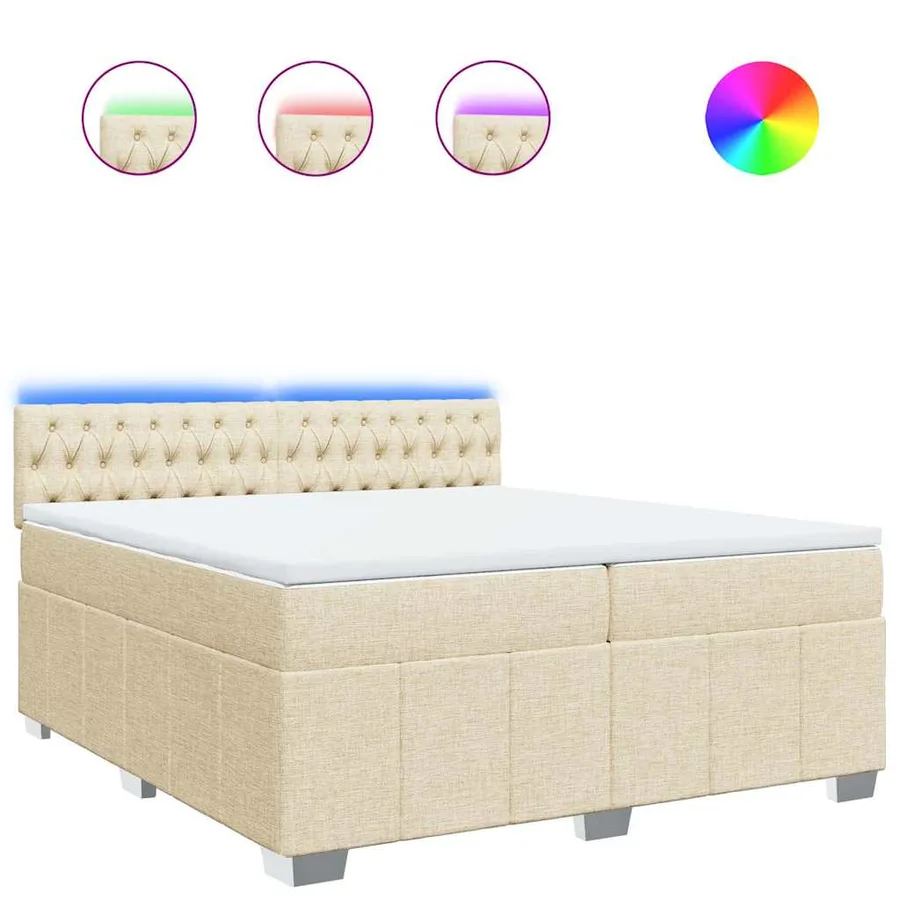 Sommier à lattes de lit avec matelas Crème 200x200 cm Tissu - 2