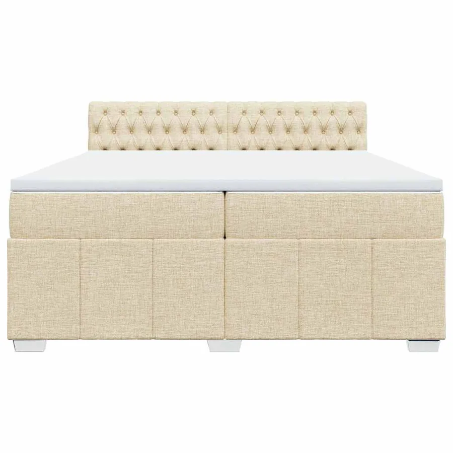 Sommier à lattes de lit avec matelas Crème 200x200 cm Tissu - 6