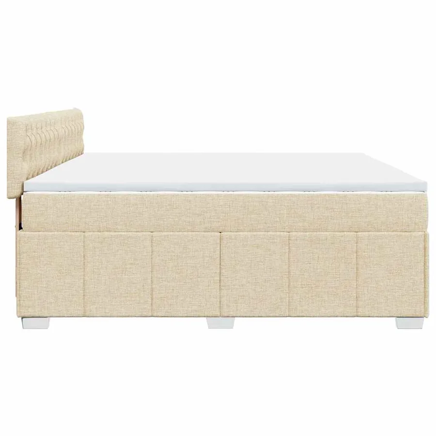 Sommier à lattes de lit avec matelas Crème 200x200 cm Tissu - 7