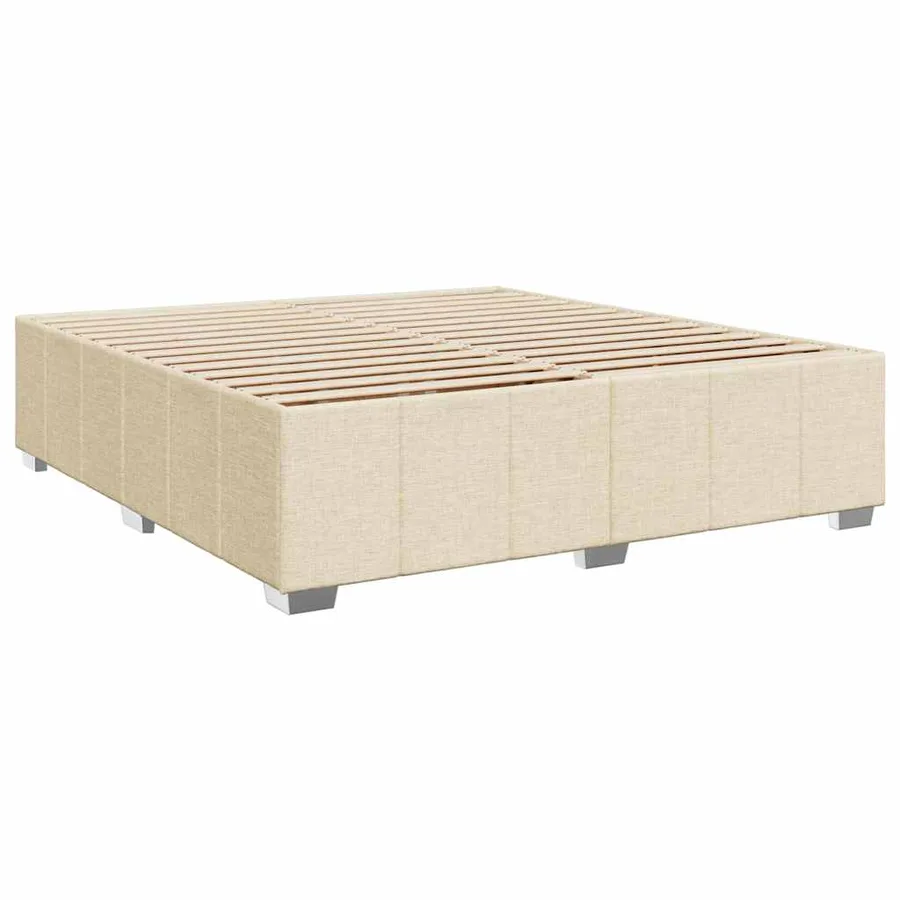 Sommier à lattes de lit avec matelas Crème 200x200 cm Tissu - 9