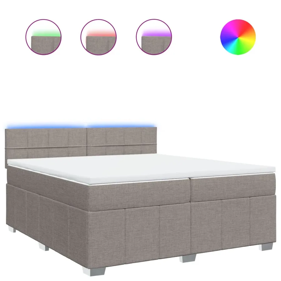 Sommier à lattes de lit avec matelas Taupe 200x200 cm Tissu - 2