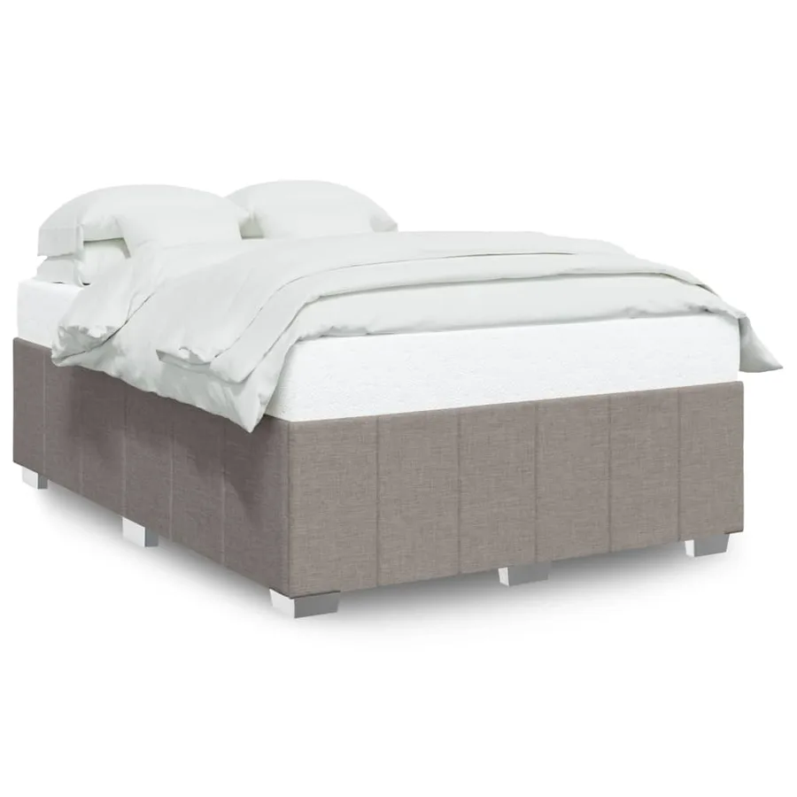 Cadre de lit sans matelas taupe 140x190 cm tissu - 2