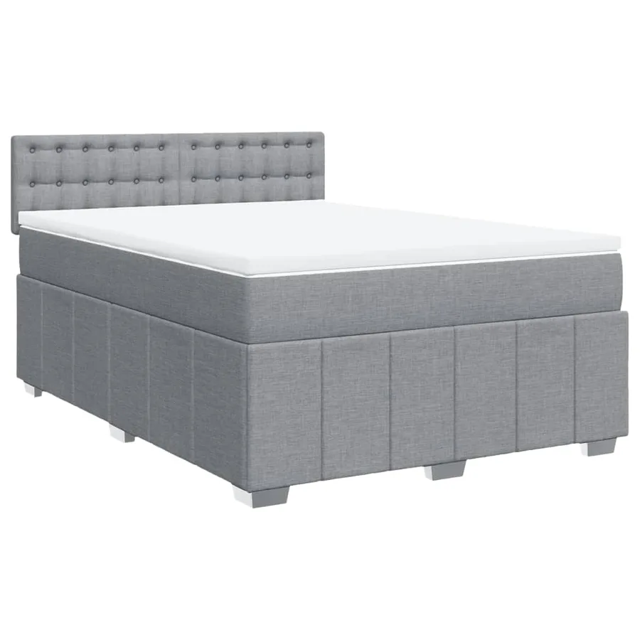 Sommier à lattes de lit avec matelas Gris clair 140x190cm Tissu - 2